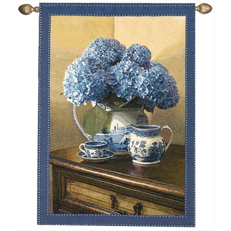 MANUAL WOODWORKERS & WEAVERS Manual Woodworkers and Weavers HWGBLU Blue Willow Tapestry Wall Hanging Vertical 35 X 47 in. HWGBLU